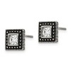 Chisel Stainless Steel Antiqued and Polished CZ Square Stud Earrings - 3 of 4