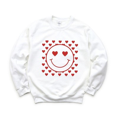 Simply Sage Market Women's Graphic Sweatshirt Smiley Face Hearts