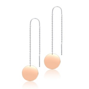 Guili Sterling Silver Dangling Earrings with 18k Rose Gold Plated Round Metals, Perfect for a Chic and Polished Look with Versatile Pairing - 1 of 3
