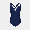 Women's Plunge Paneling Cross Tie Back Extended Length One Piece Swimsuit - Cupshe - 3 of 4