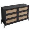 BEAFUP Modern Cannage Rattan Wood Closet 6-Drawer Dresser Wood Storage Cabinet Sideboard for Bedroom, Living Room, Entryway, Hallway, Black - 4 of 4