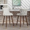 21.5" Faux Leather Tufted Barstools, Set of 2 with Nailhead Trim and Footrest for Kitchen, Bar, and Dining - 3 of 4