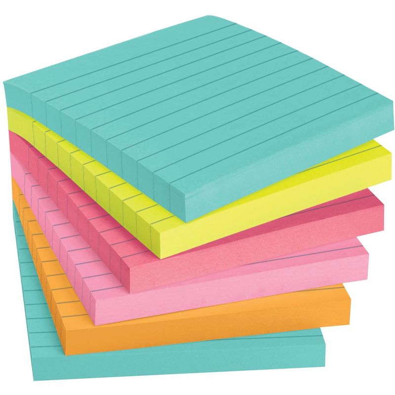 Post-it Super Sticky Lined Notes, 4 x 4 Inches, Miami Colors, 6 Pads with 90 Sheets, 2 of 7