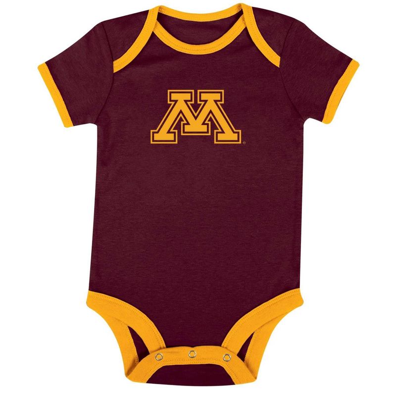 NCAA Minnesota Golden Gophers Infant Boys&#39; Short Sleeve 3pk Bodysuit Set, 2 of 5