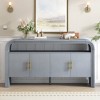 59.8" Retro Minimalist Curved Sideboard with Gold Handles, 4-Door Storage Buffet Cabinet with Open Shelf for Entryway, - 2 of 4