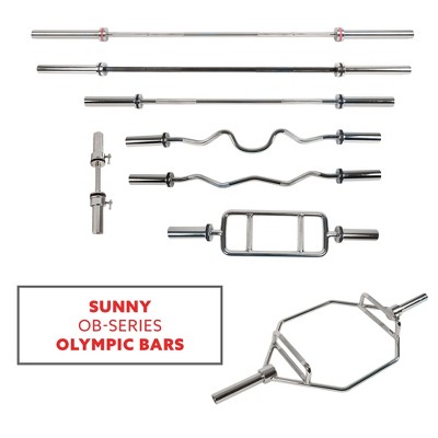 Sunny Health & Fitness 58" Chrome Olympic Hex Barbell