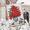 Poinsettia Jar Christmas House Flag Chickadees Checkered 28" x 40" Briarwood Lane - 4 of 4