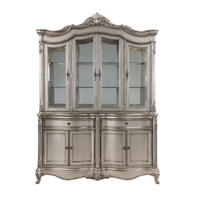 Ariadne 92" Antique Platinum China Cabinet with Glass Shelves