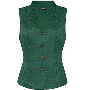 INSPIRE CHIC Women's U-Neck Single-Breasted Jacquard Gothic Steampunk Waistcoat - 1 of 4