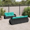 vidaXL 8 Piece Garden Sofa Set with Cushions Black and Blue Poly Rattan - 2 of 4