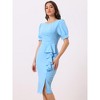 Allegra K Women's Summer Ruffle Puff Sleeve Slit Cocktail Party Bodycon Dress - 3 of 4