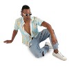 Campus Sutra Men Men's EcoLiva Sky Blue &  Orange Pastel Tie Dye Shirt - 3 of 4