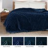 Aoibox Soft Fleece Throw Blanket, Cozy Striped Jacquard Bed Cover, Lightweight Fuzzy for All Seasons, Navy Blue - 3 of 4