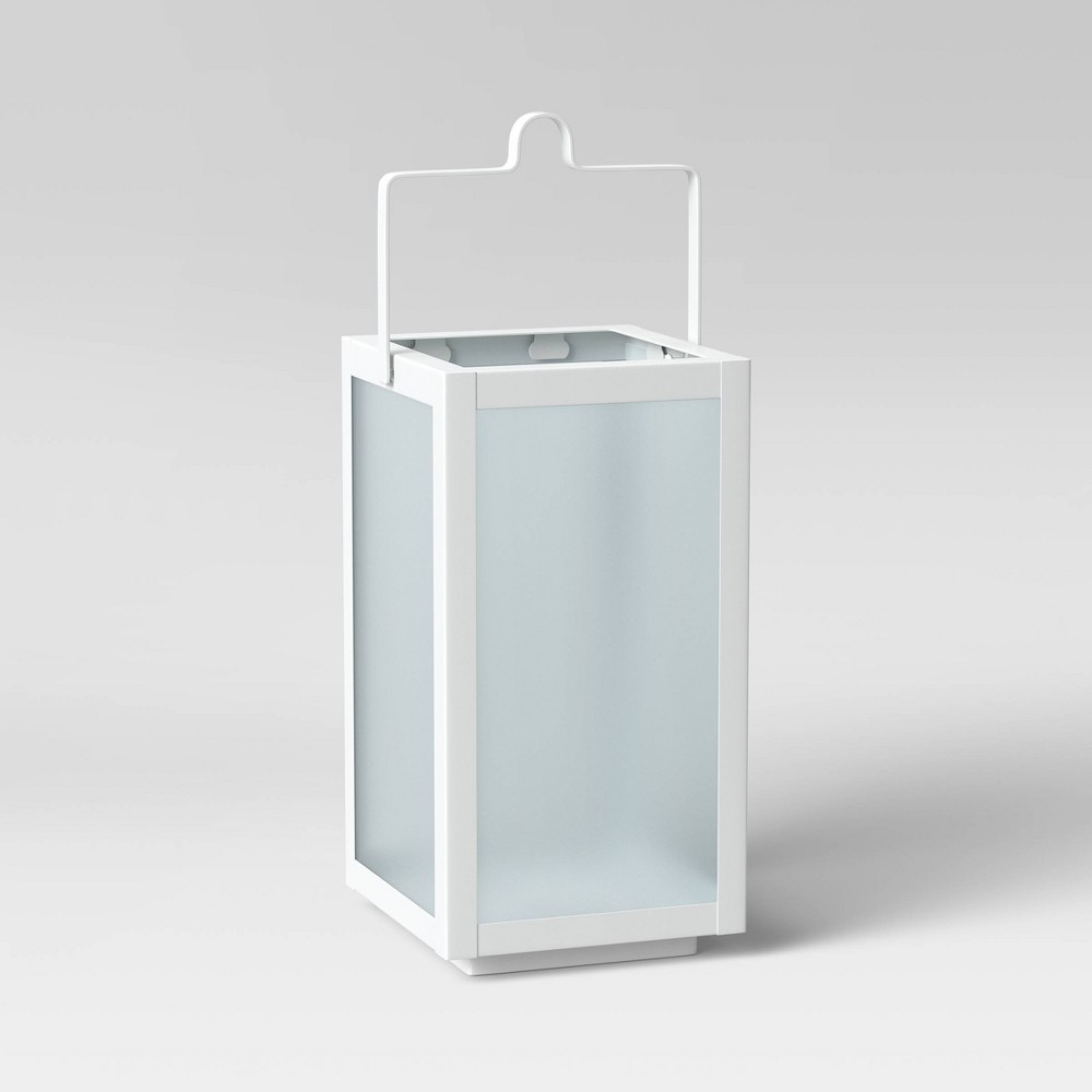 10" Rectangular Pillar Outdoor Lantern Candle Holder White - Room Essentials™
