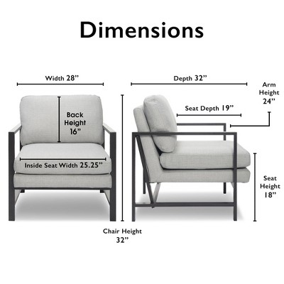 Russell Light Gray Metal Frame Accent Chair