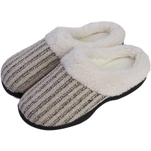Roxoni Women’s House Slippers Knit Fleece Lined Cozy Clog House Shoes - 1 of 4