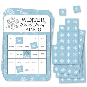 Big Dot of Happiness Winter Wonderland - Bingo Cards and Markers - Snowflake Holiday Party and Winter Wedding Bingo Game - Set of 18 - 1 of 4