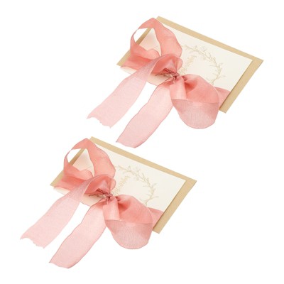 Unique Bargains Wedding Vows Books Ribbon Card 6.7x4.7 Inch 2 Pcs