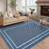 Washable Rugs for Living Room,Geometric Bordered Non Slip Dining Room Carpet, Low Pile Ultra Thin Floor Cover, Modern Non Shedding - 2 of 4