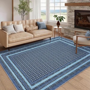 Washable Braided Printed Area Rug, Non Slip Low Pile Foldable Carpet, Soft Thin Stain Resistant Mat for Living Room Bedroom Kitchen - 1 of 4
