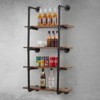 Industrial Pipe Shelving Wall Mounted, 30in Metal Floating Shelves, Steampunk Real Wood Book Shelves - 2 of 4