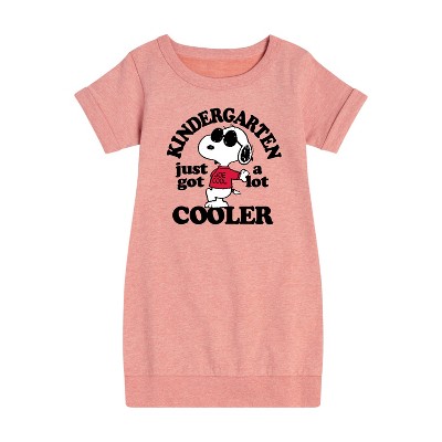 - Peanuts - Kindergarten Just Got Cooler Graphic Short Sleeve Fleece Dress
