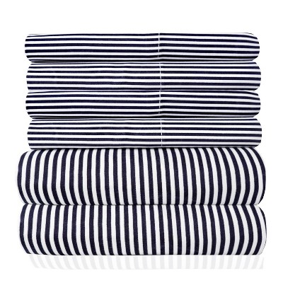 6 Piece Classic Stripes Printed Sheet Set, Deluxe Ultra Soft 1500 Series, Double Brushed Microfiber by Sweet Home Collection®