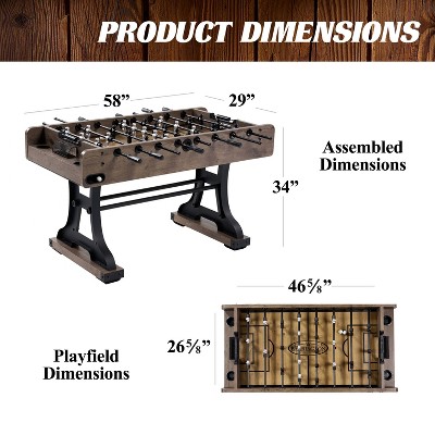 Barrington 58'' Wood and Black Metal Foosball Table
