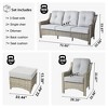 XIZZI 5 Pieces Wicker Furniture, Outside Conversation Set, 3-Seat Sofa with Cushion, High Back Rattan Chairs and Ottomans for Garden Backyard - 4 of 4