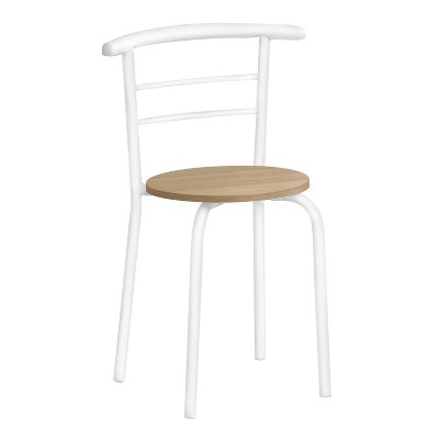 Natural Wood and White Metal 3-Piece Dining Set