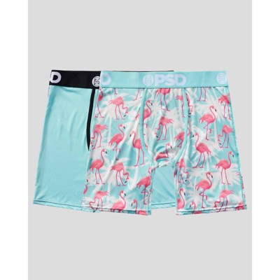 Psd Men's Flamingo Tropical Print Boxer Briefs 2pk - Pink/white/light Aqua  Blue : Target