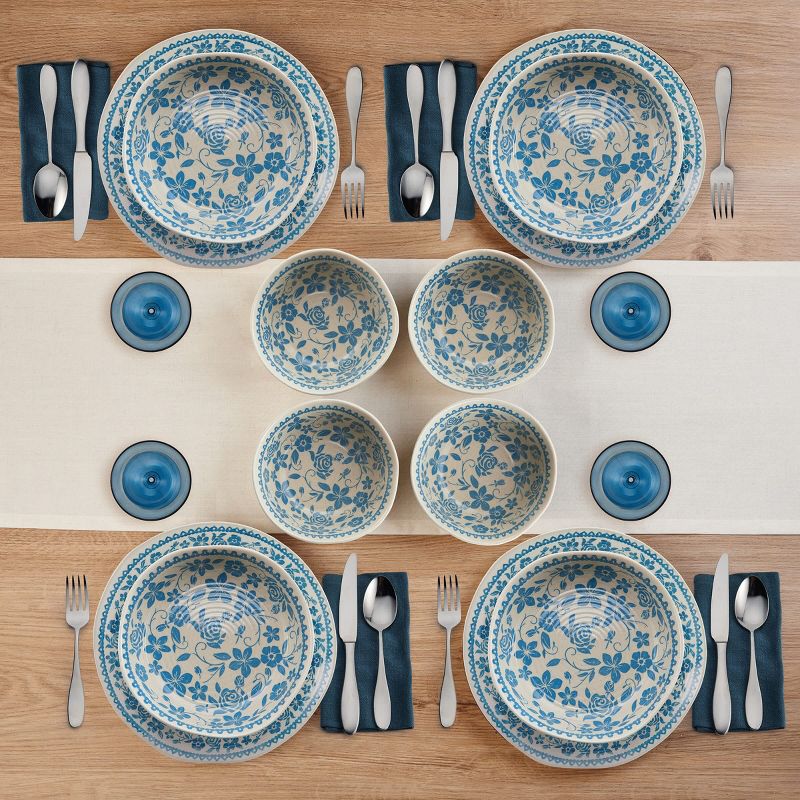 Pfaltzgraff Hayden Floral 12 Piece Dinnerware Set, Service for 4, Blue, 2 of 10