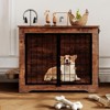 38" Dog Crate Furniture with 360° Rotating Feeder Heavy Duty Wooden Dog Kennel Furniture Indoor with 2 Doors,Anti-Chew Anti-Escape Dog Cage Furnitur - 4 of 4