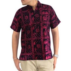 LA LEELA Men's Hawaiian Shirt Camp Beach Shirts Casual Short Sleeve Button Down Untuckit Shirts for Men - 1 of 2