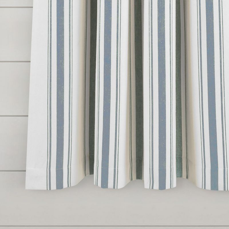 Farmhouse Stripe Yarn Dyed Eco-Friendly Recycled Cotton Window Curtain Panels Blue 42X63 Set, 4 of 6