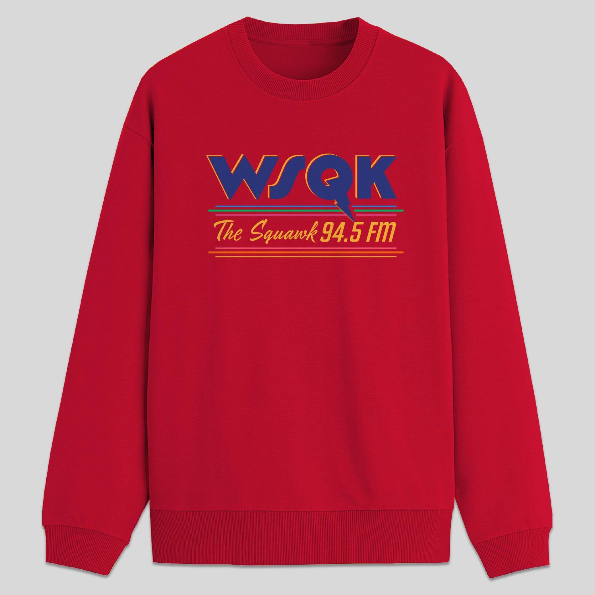 Men's Stranger Things WSQK Fleece Pullover Sweatshirt - Red