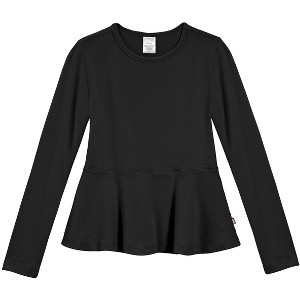 City Threads USA-Made Girls Soft Cotton Long Sleeve Peplum Tee - 1 of 4