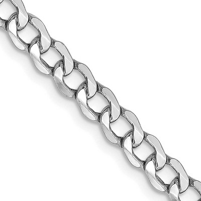 Black Bow Jewelry 4.3mm, 14K White Gold, Hollow Curb Link Chain Necklace