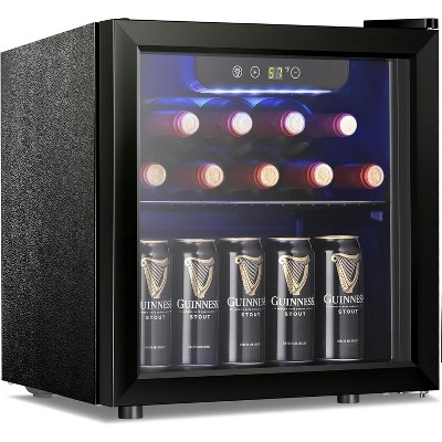 ZAFRO 12 Bottle Cabinet Beverage Refrigerator Mini Fridge Low Noise Clear Glass Door Counter Top Cellar for Beer Soda Bar 1.3 cu.ft Black