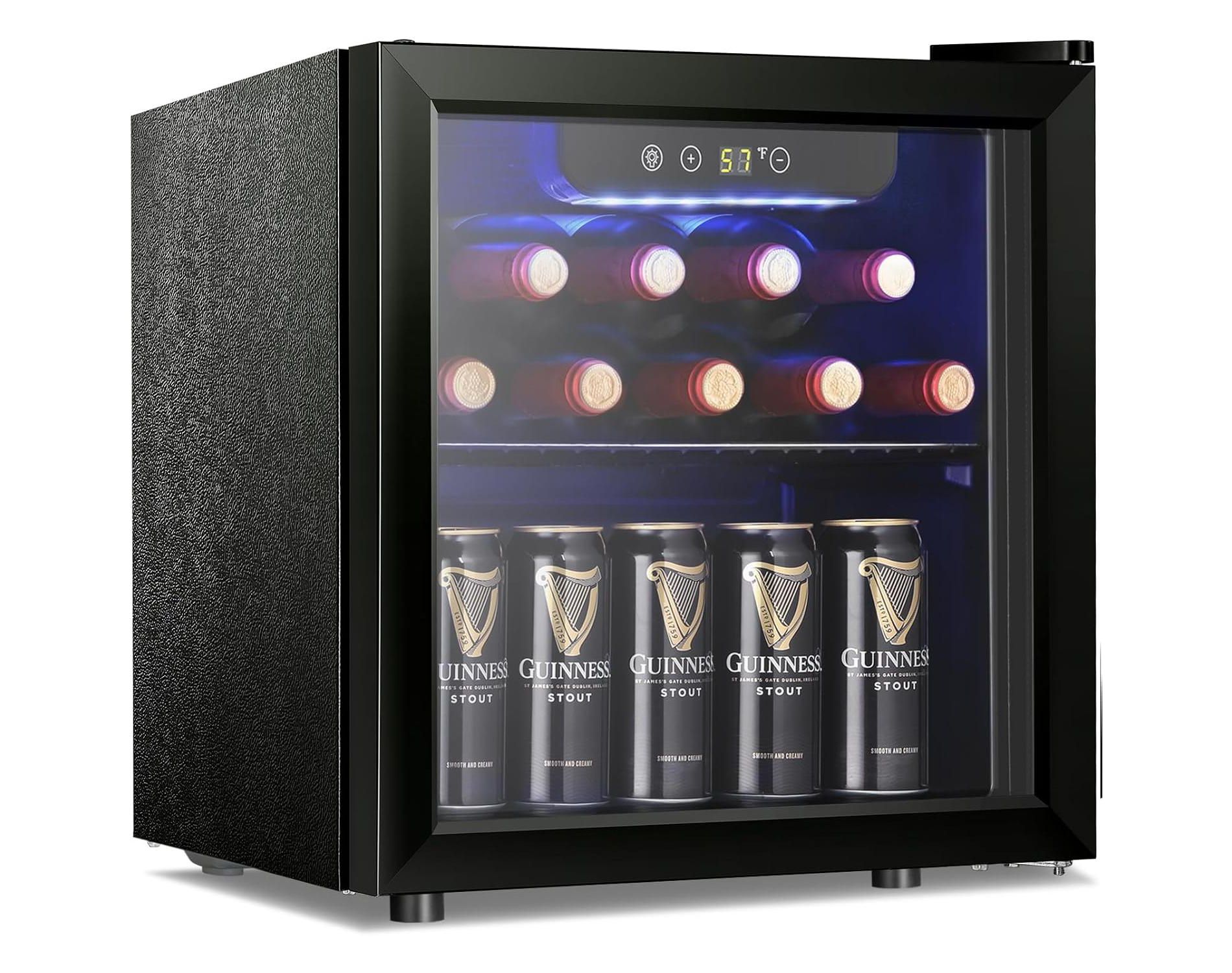 ZAFRO 12 Bottle Cabinet Beverage Refrigerator Mini Fridge Low Noise Clear Glass Door Counter Top Cellar for Beer Soda Bar 1.3 cu.ft Black