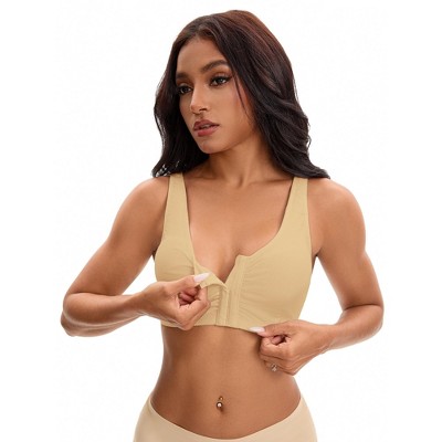 INSPIRE CHIC Women's Front Closure Adjustable Strap Wirefree Full Coverage Soft Workout Bras