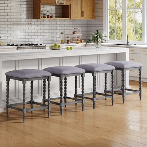 Christopher Knight Home Amelia Rustic Acacia Wood Backless Counter Stools with Upholstered Seat - 1 of 4