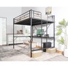 Karl Home Twin Loft Bed with Desk, Metal Bunk Bed Frame with LED Light and 2 Charging Station, with Ladder for Adults, Black - 4 of 4