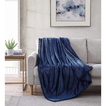 Kate Aurora Ultra Soft & Premium Plush Oversized Pom Pom Accent Fleece Throw Blanket - 50 in. W x 70 in. L