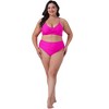 Agnes Orinda Women's Plus Size Two Piece Tie High Waisted Tummy Control V Neck Bikini Set - 3 of 4