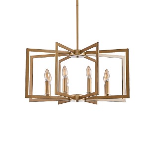 DAKAFUL 6-Light 21.7'' Square / Rectangle Candle-Style Geometric Chandelier for Dining Room, Kitchen or Hallway - Gold - 1 of 4