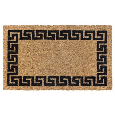 Tufted Greekey Bordered Doormat Black - Raj