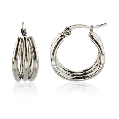 Slate by Rebl Wire Triple Hoop Earring  Stainless Steel, 21x9mm