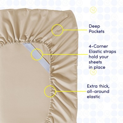 Beige Queen Microfiber Deep Pocket 6-Piece Sheet Set