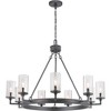 Progress Lighting Gresham 9-Light Chandelier, Graphite Finish, Seeded Glass Shades - 3 of 4